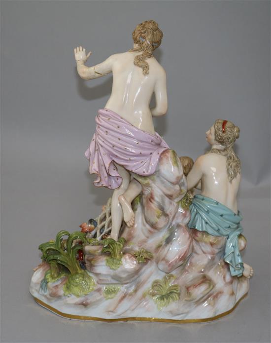 A large Meissen group of the Capture of the Tritons, height 30.5cm, damage